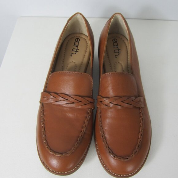 New EARTH Etedie Womens 8 M Brown Leather Slip On Loafers Preppy Classic Comfor - Picture 3 of 12
